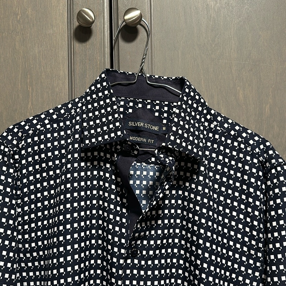Silverstone, Navy, Medium, Long Sleeve Button Down